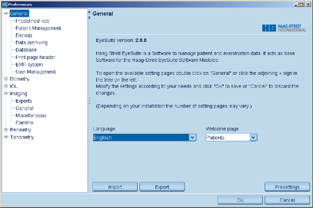 General Settings Haag Streit Lenstar
