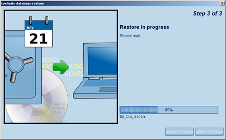 IOL Restore Progress Program Functions: Restore Database Haag Streit Lenstar