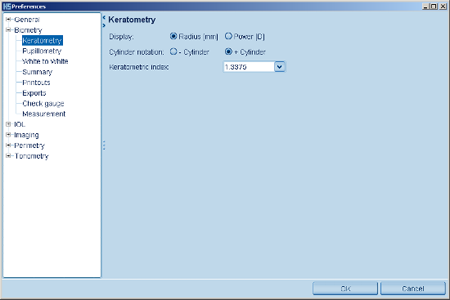 Settings Keratometry LENSTAR Biometry