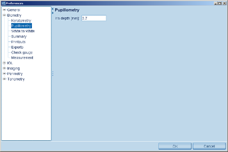 Pupillometry Settings LENSTAR Biometry